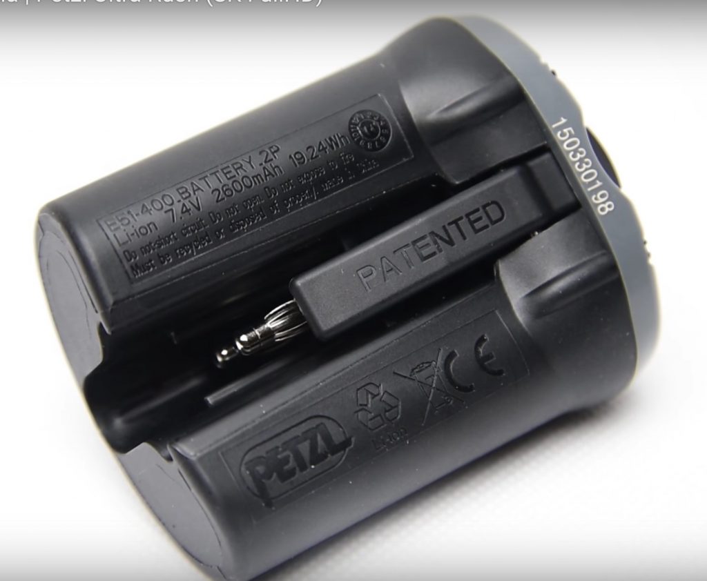 Battery connector point for Petzl Ultra Rush headlamp.