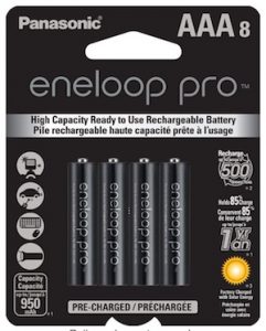 Panasonic Eneloop Pro AAA batteries for headlamps.