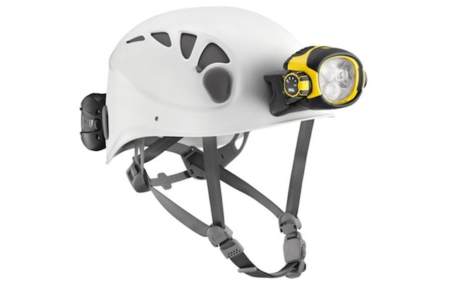 Petzl Ultra Vario Caving Headlamp and helmet.