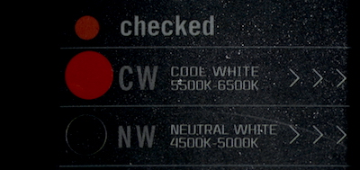 Cool White light balance checkbox on the OLIGHT H2R Nova headlamp.