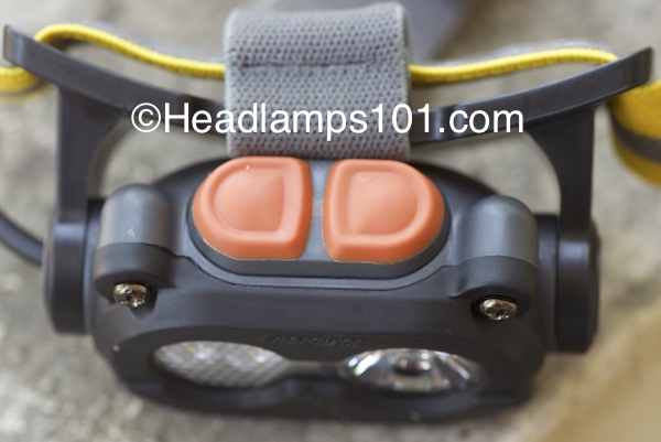 Energizer headlamp buttons on Hard Case Rugged headlamp.
