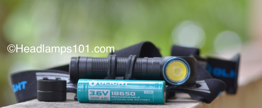 2019 Olight H2R Nova headlamp and 18650 battery system.