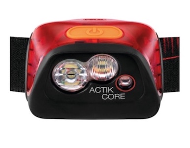 ACTIK CORE headlamp by Petzl gives 450 lumens brightness for use by kids or adults.