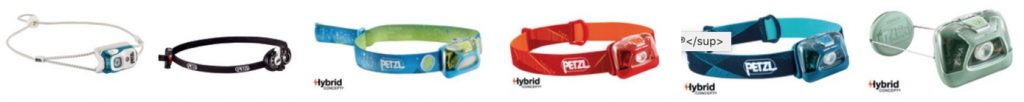 Six top Petzl brand headlamps for kids - Tikka, Tikkina, Tikkid, e+ Lite, Bindi, and Zipka.